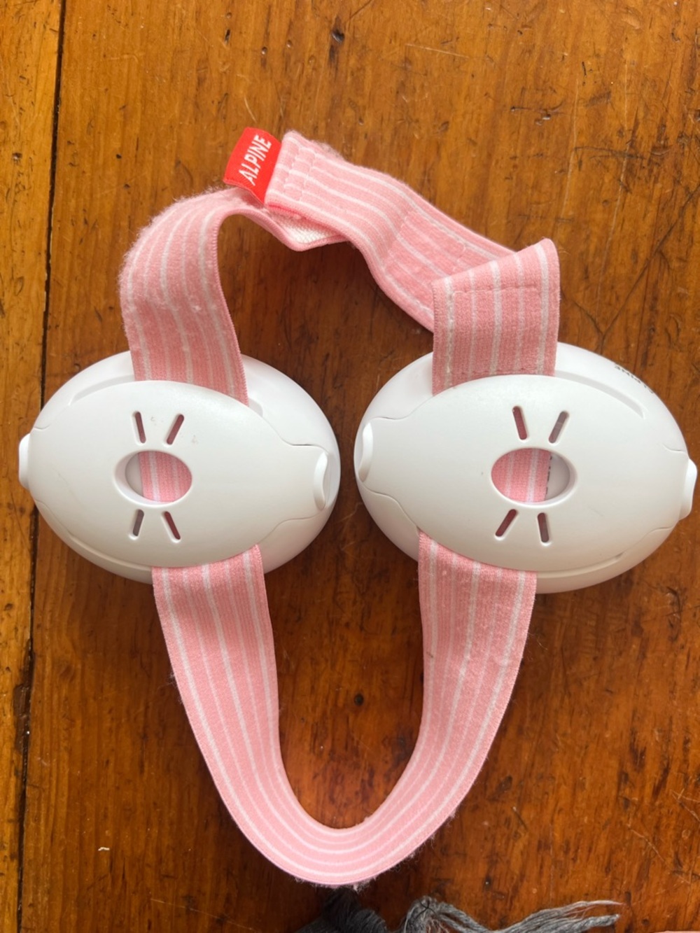 Alpine Pink and White Baby/Child On-Ear Headphones with Striped Fabric Band